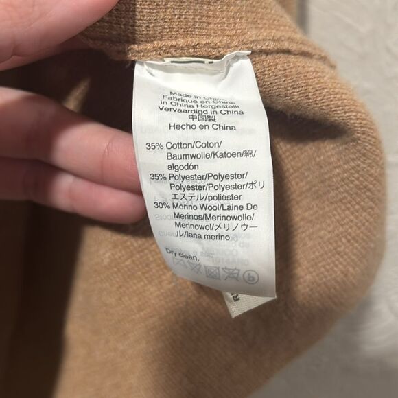 J. Crew 365 Open Front Tan Sweater Blazer Merino Wool Size Large - Picture 5 of 8